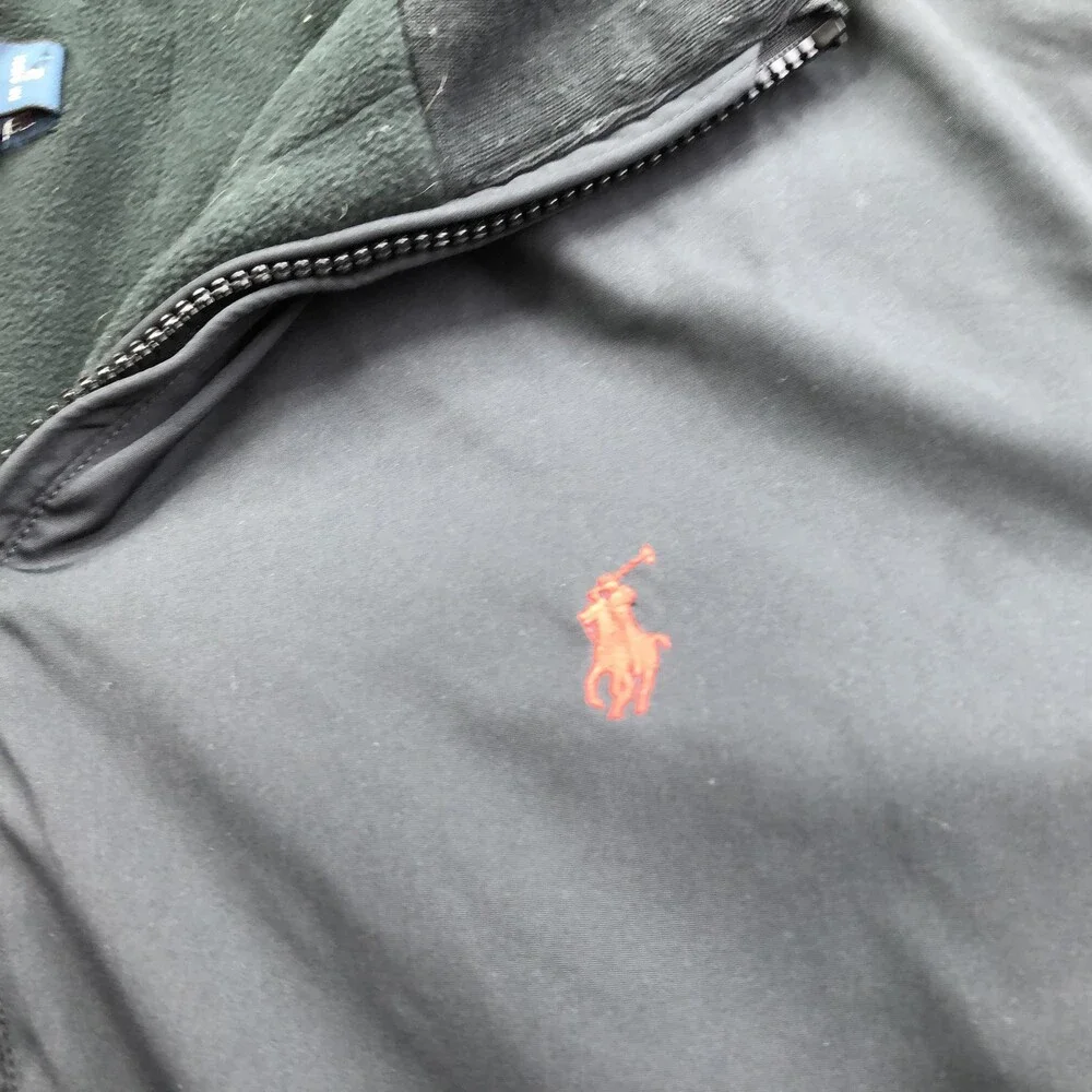 Polo Ralph Lauren Jacket Mens Large Black Softshell Windbreaker Full Zip Lined